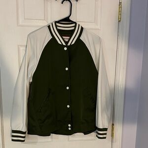 Hunter Women's Varsity Jacket - Hunter Green and White M